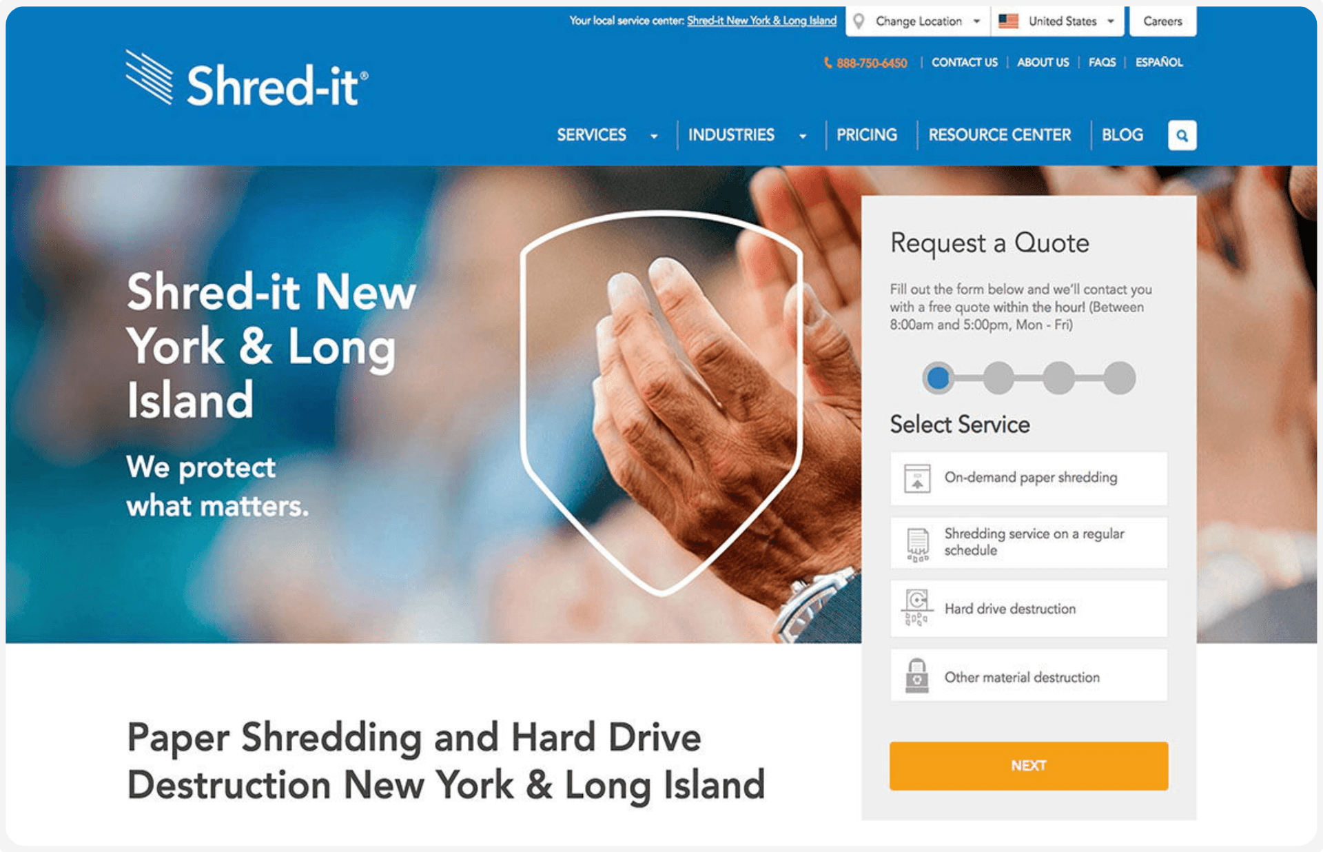 Homepage for Shred-it