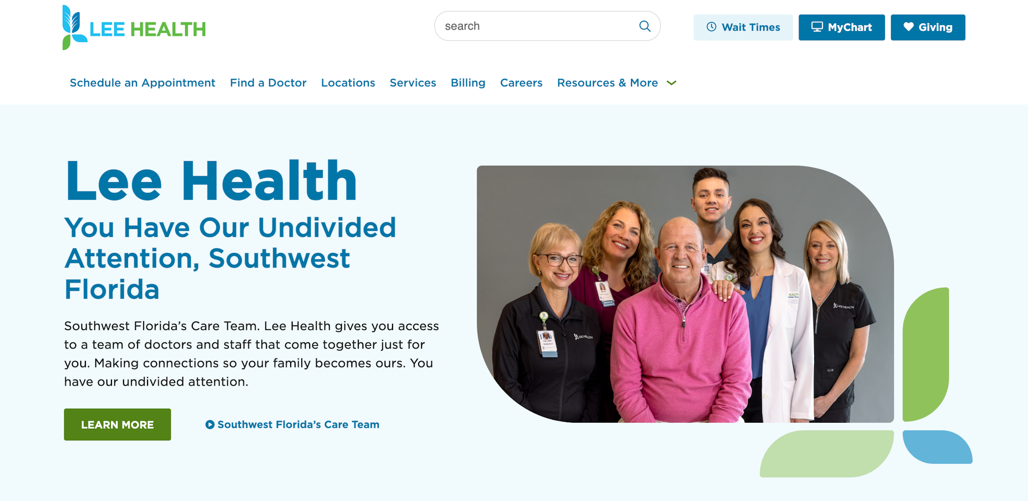 Lee Health homepage