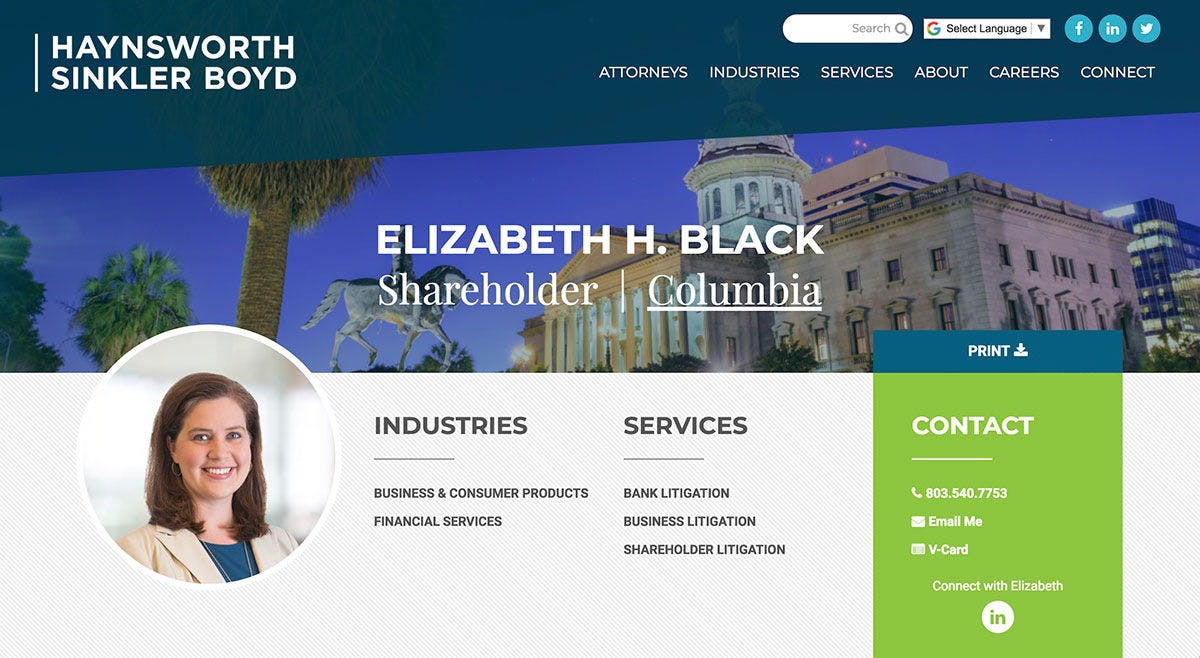 Haynsworth Sinkler Boyd Shareholder Profile Page - Elizabeth H. Black 