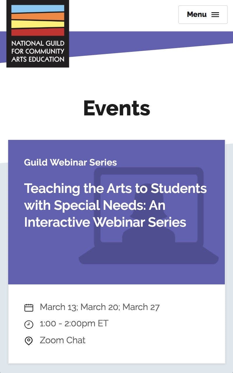 National Guild Mobile Events Details Page - Teaching The Arts To Special Needs Students