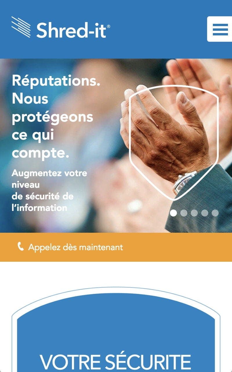 Shred-it Mobile Homepage in French