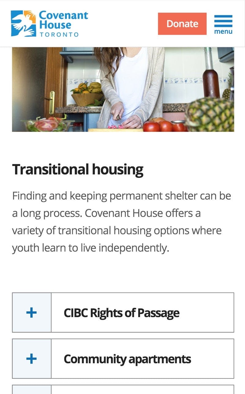Covenant House Toronto Transitional Housing Text Description  