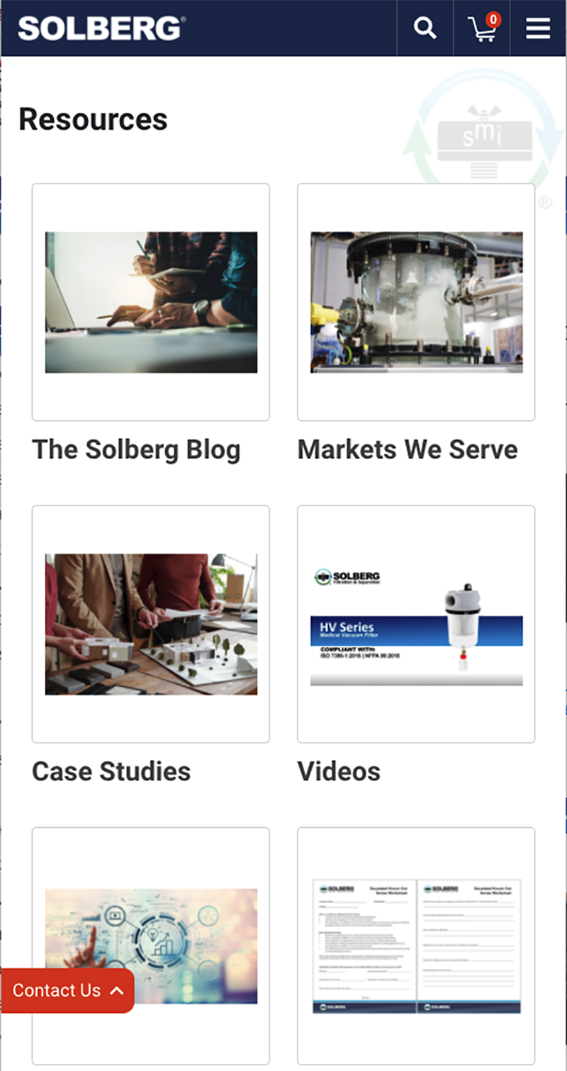 solberg resources mobile website